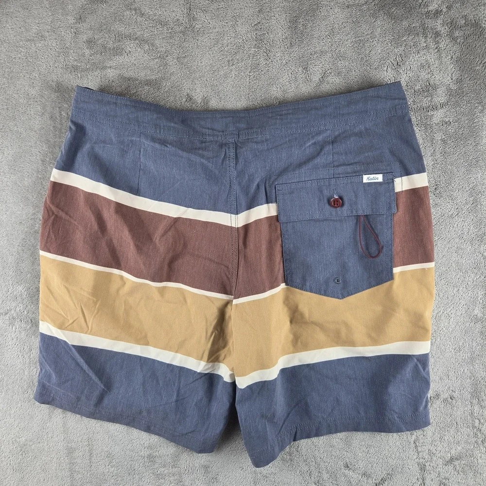 Katin Board Shorts Mens 34(35) Multicolor Stripe Surf Swim Trunks